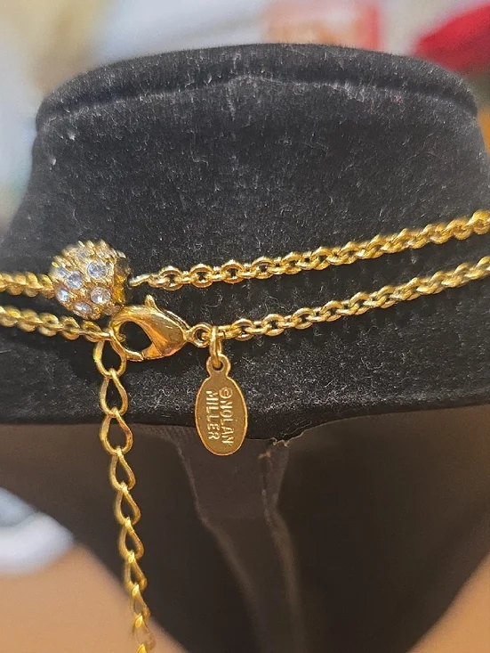 Nolan Miller Gold Multi-Strand Crystal Ball Station Necklace - Picture 2 of 5